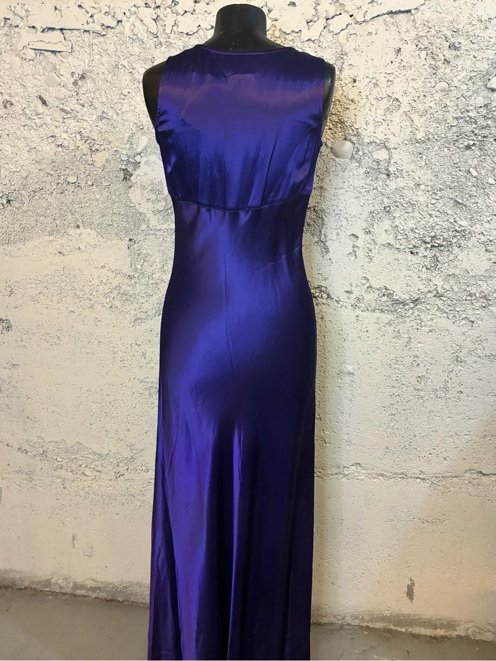 Purple Sleek Satin Evening Gown Vintage 90s - Picture 4 of 6